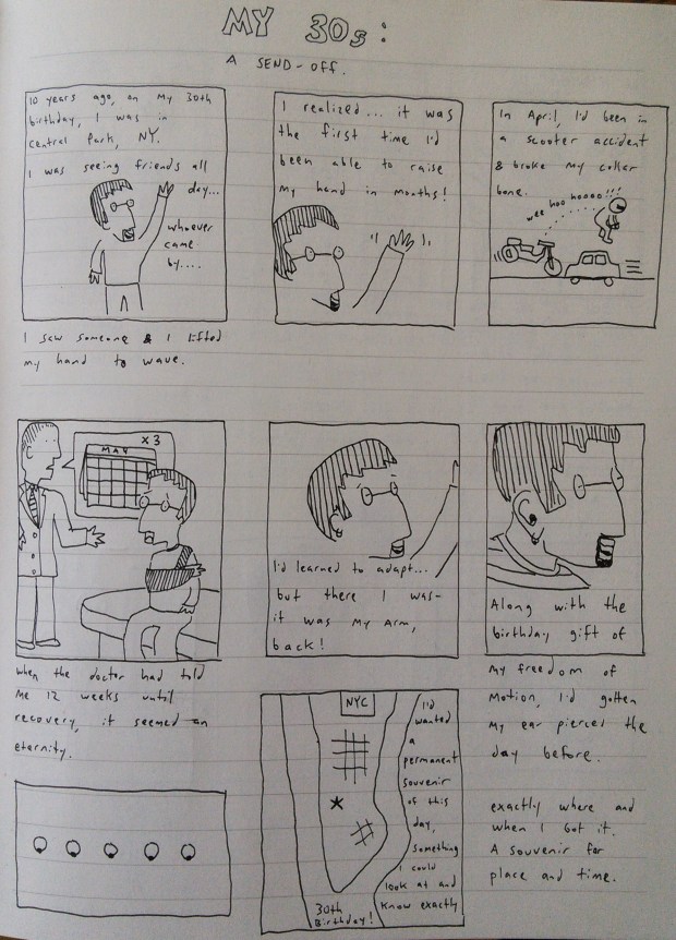 All cartoons are drawn in a Paperblank Journal with Micron 01 pens. No erasures or fixes. Boldly, onward I draw.